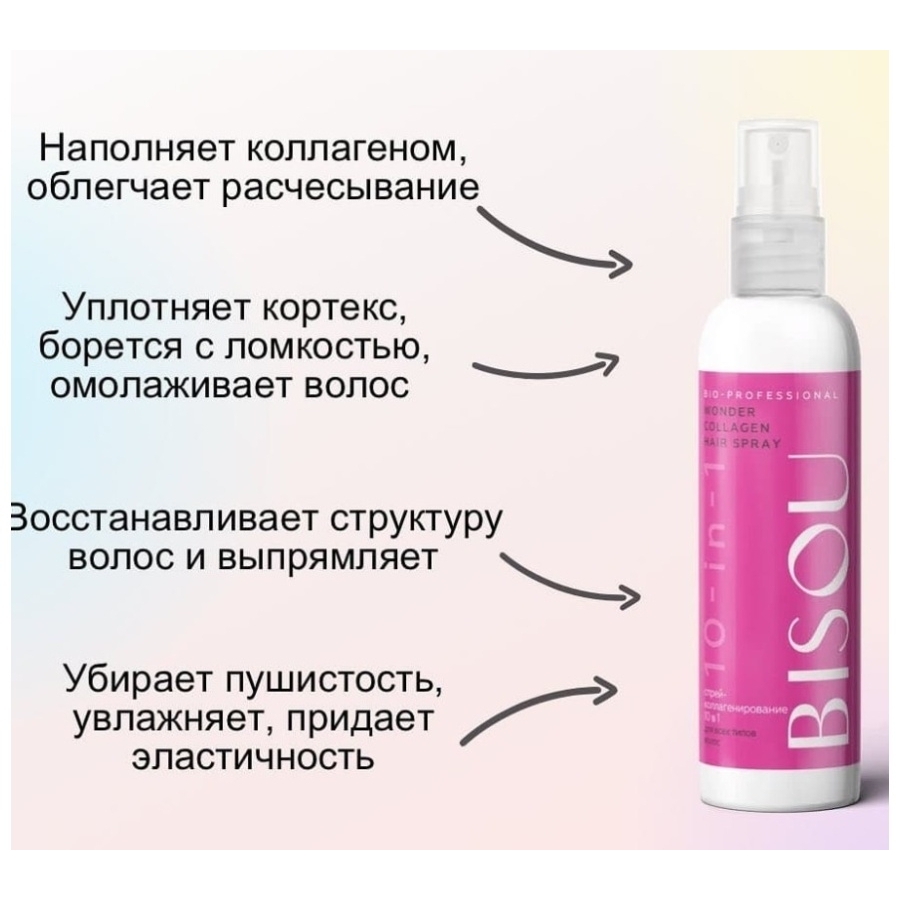Спрей-коллагенирование волос Bisou 10 в 1, 150мл - купить в интернет ...