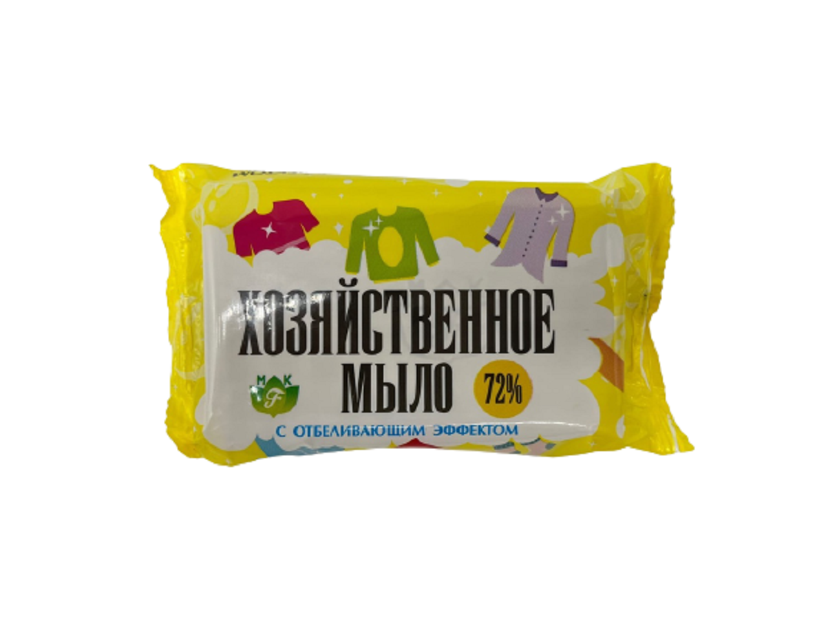 Хозяйственное твердое мыло 72% Н.М. 200 гр. в упаковке с отбеливающим ...