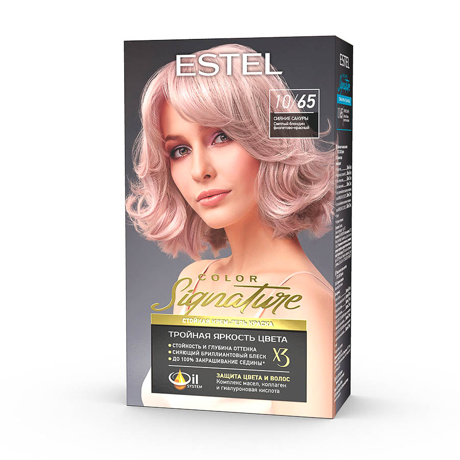 Стойкая крем-гель краска для волос Estel Signature, 10/65 Сияние сакуры ...