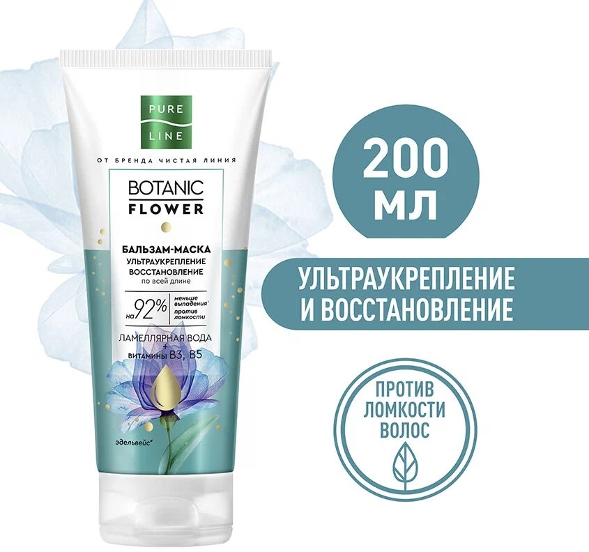 Бальзам-маска для волос PureLine Botanic Flower Ультраукрепление и ...