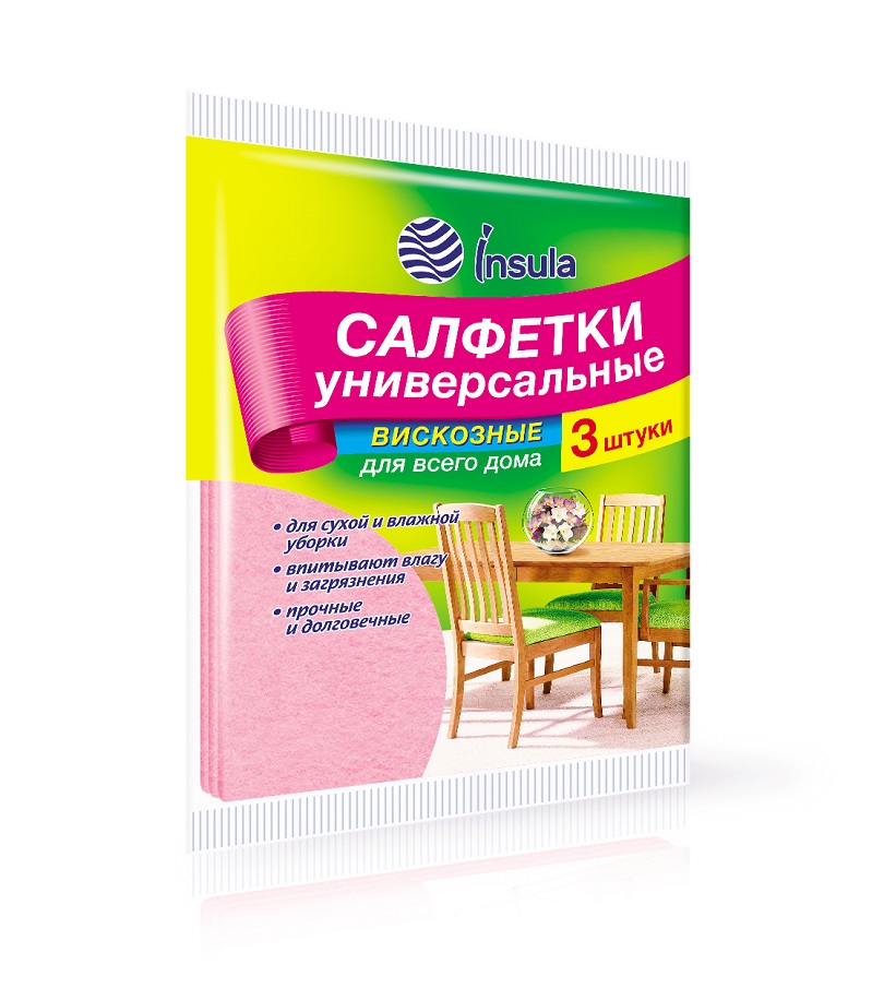 Салфетка вискоза INSULA универс 3шт - купить в интернет-магазине Novex