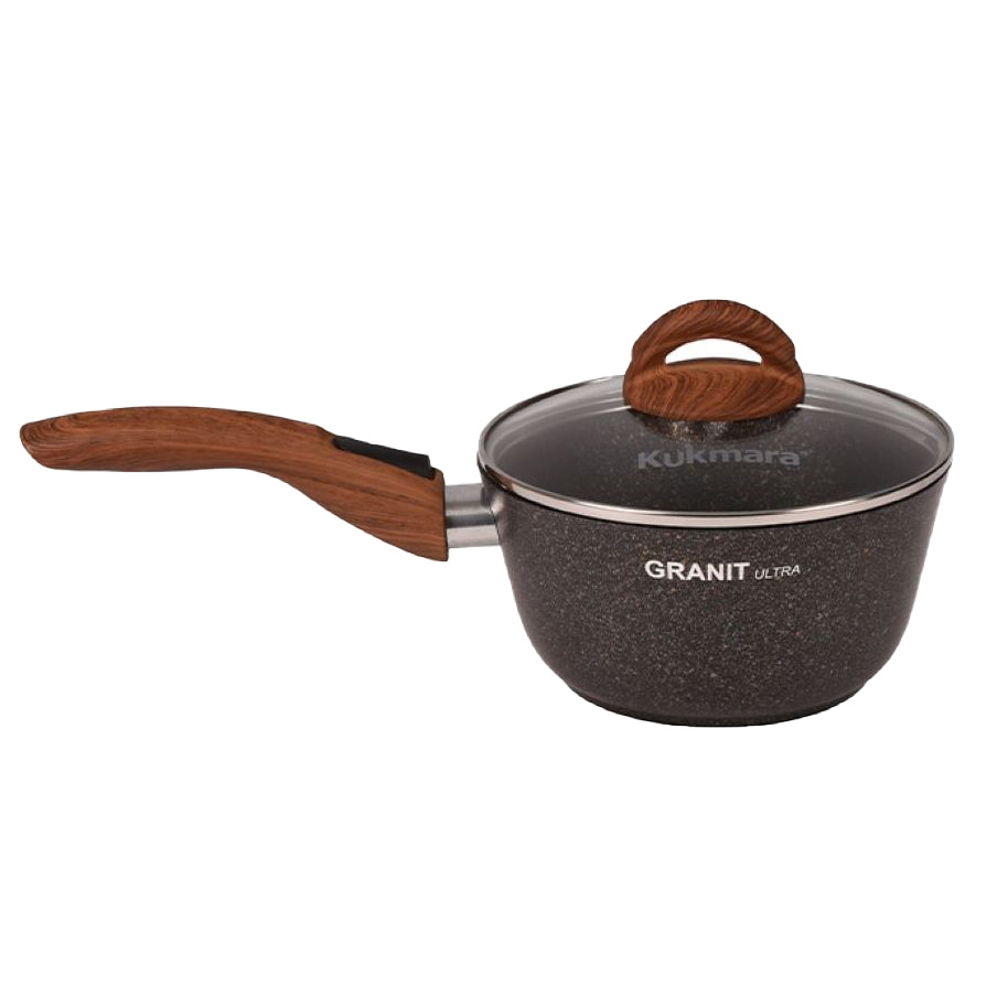 Ковш Kukmara Granit ultra original с носиком, со стеклянной крышкой ...