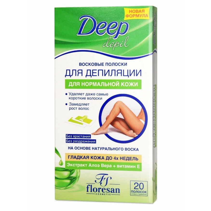 Восковые полоски для депиляции Floresan Deep depil, для нормальной кожи ...