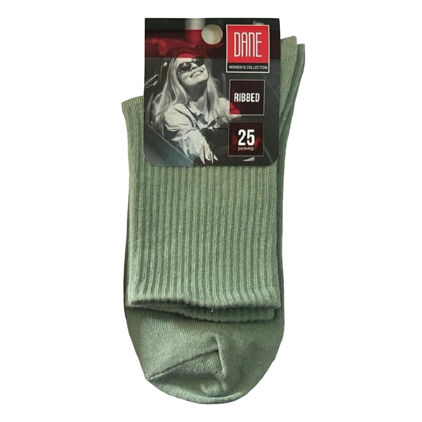 Носки женские Dane Ribbed, высокие, цвет: нежно-зеленый, размер: 25 ...