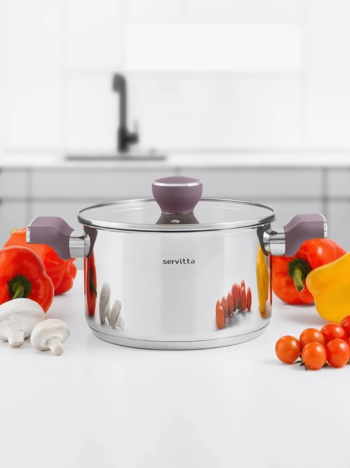 Кастрюля нерж.Servitta Viola 3,4л - купить в интернет-магазине Novex