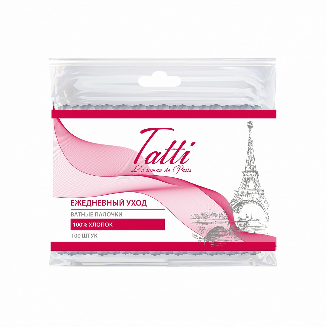 Ватные палочки Tatti 100 штук в zip-пакете - купить в интернет-магазине ...