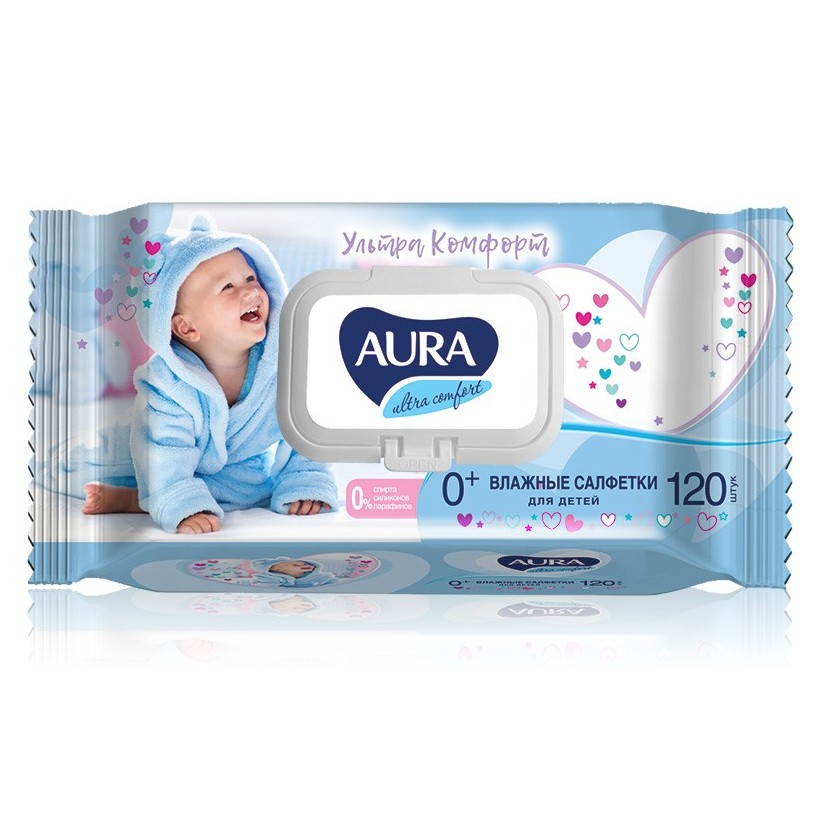 Влажные салфетки Aura Ultra Comfort Алоэ, детские, 120 шт - купить в ...