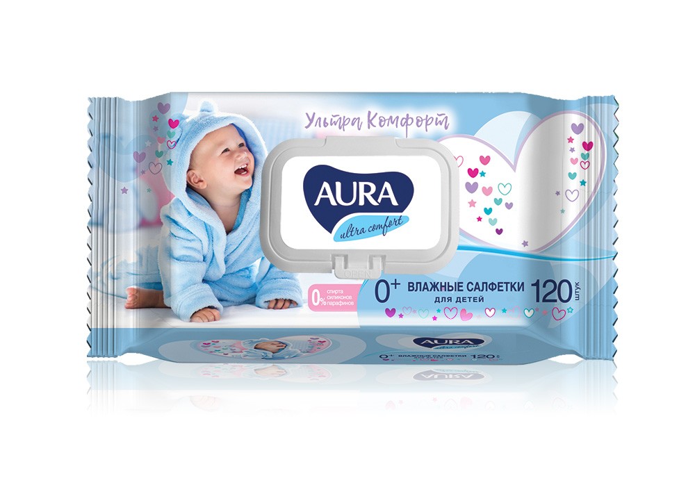 Влажные салфетки AURA детские Ultra Comfort Алоэ, 120шт - купить в ...