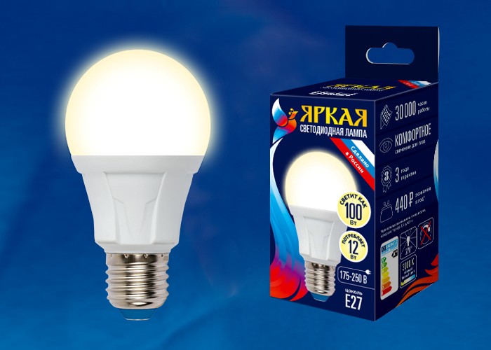 Светодиодная лампа Яркая LED A60 12W E27 3000K - купить в интернет ...