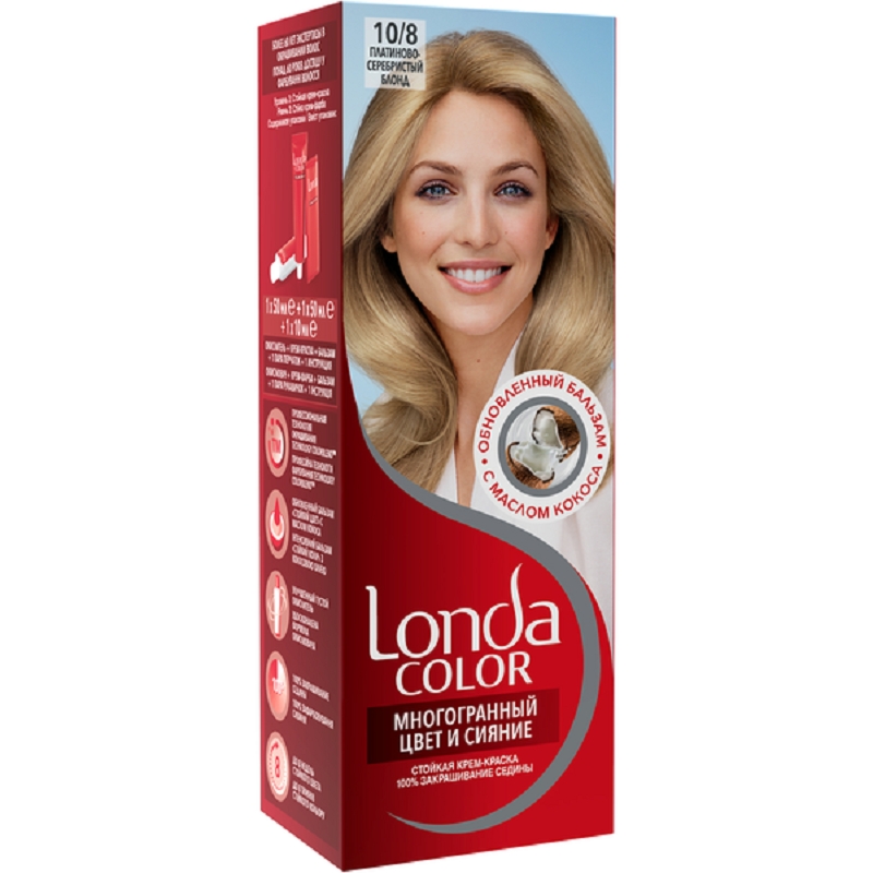 Крем-краска для волос Londa Color 10/8 Платиново-серебристый блонд ...