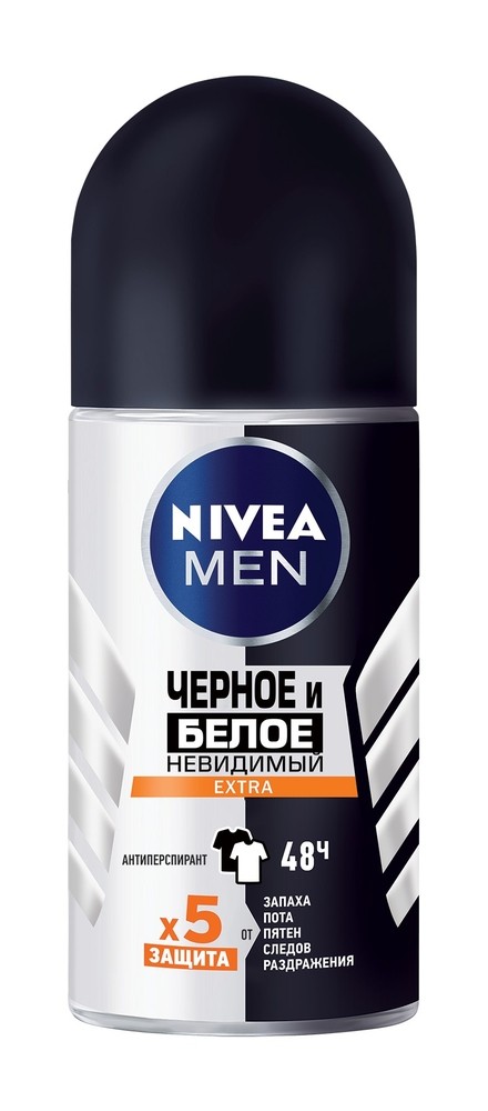 Дезодорант мужской Nivea Men Черное и белое невидимый Extra, роликовый ...