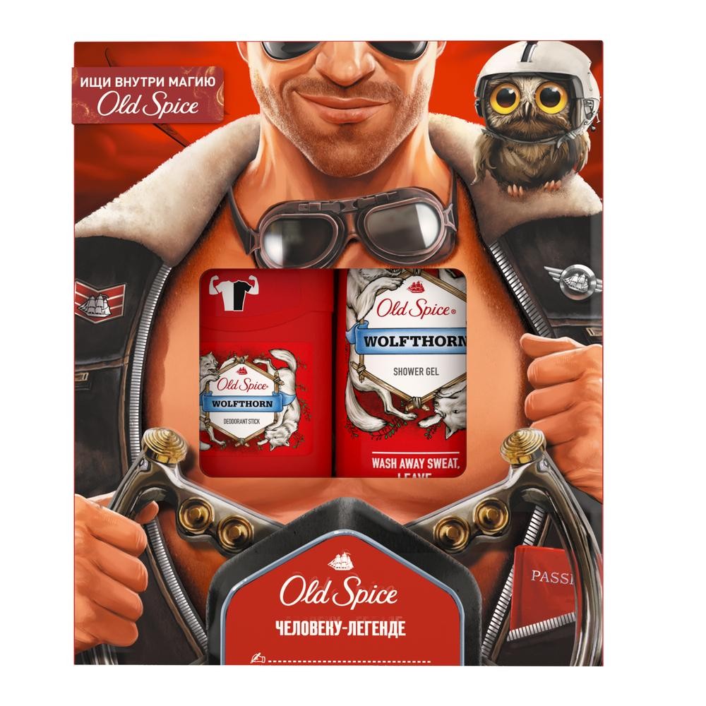 Набор подарочный Old Spice Wolfthorn, гель для душа 250мл и дезодорант ...