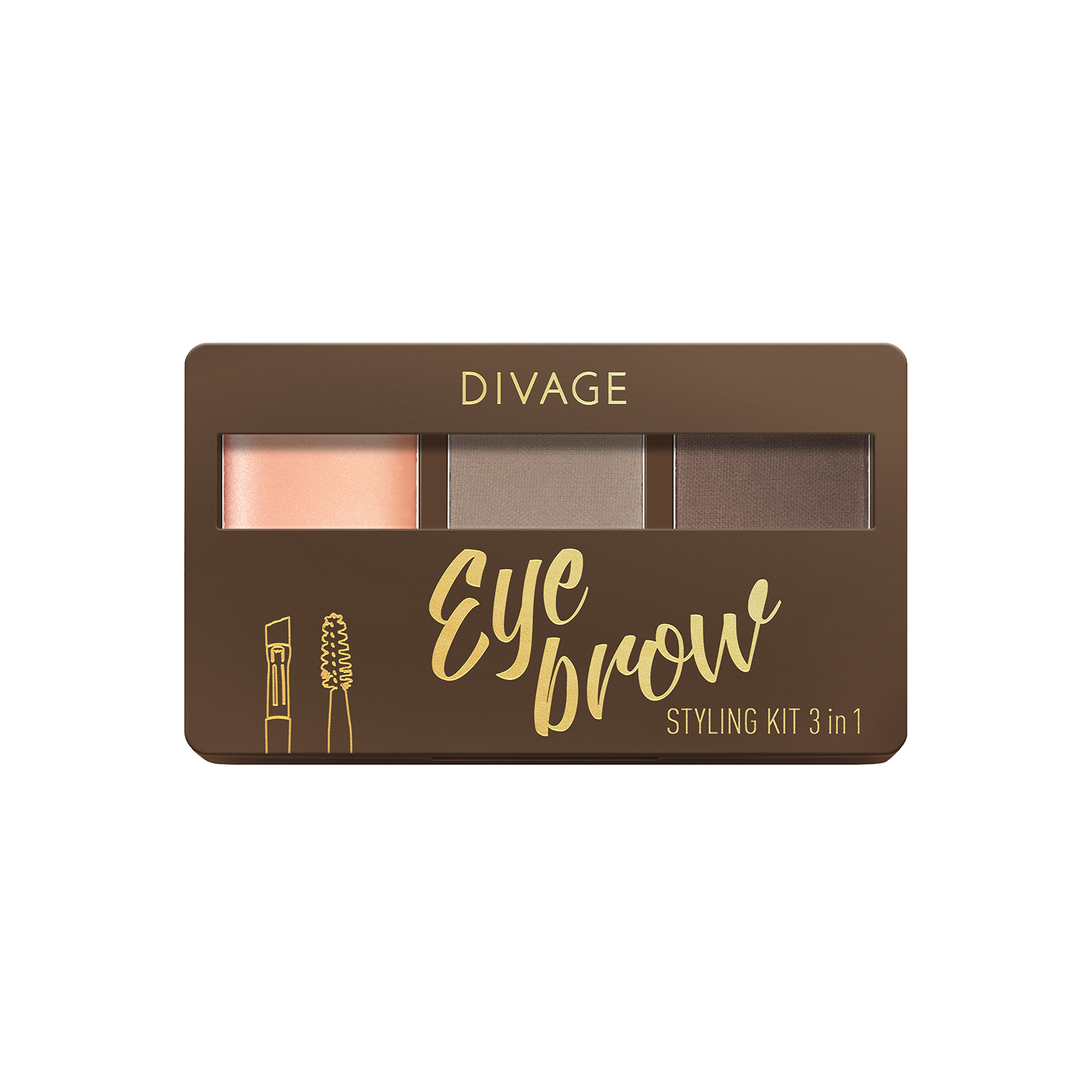 Набор для бровей с воском Divage Eyebrow Styling Kit 3в1, тон: 02 ...