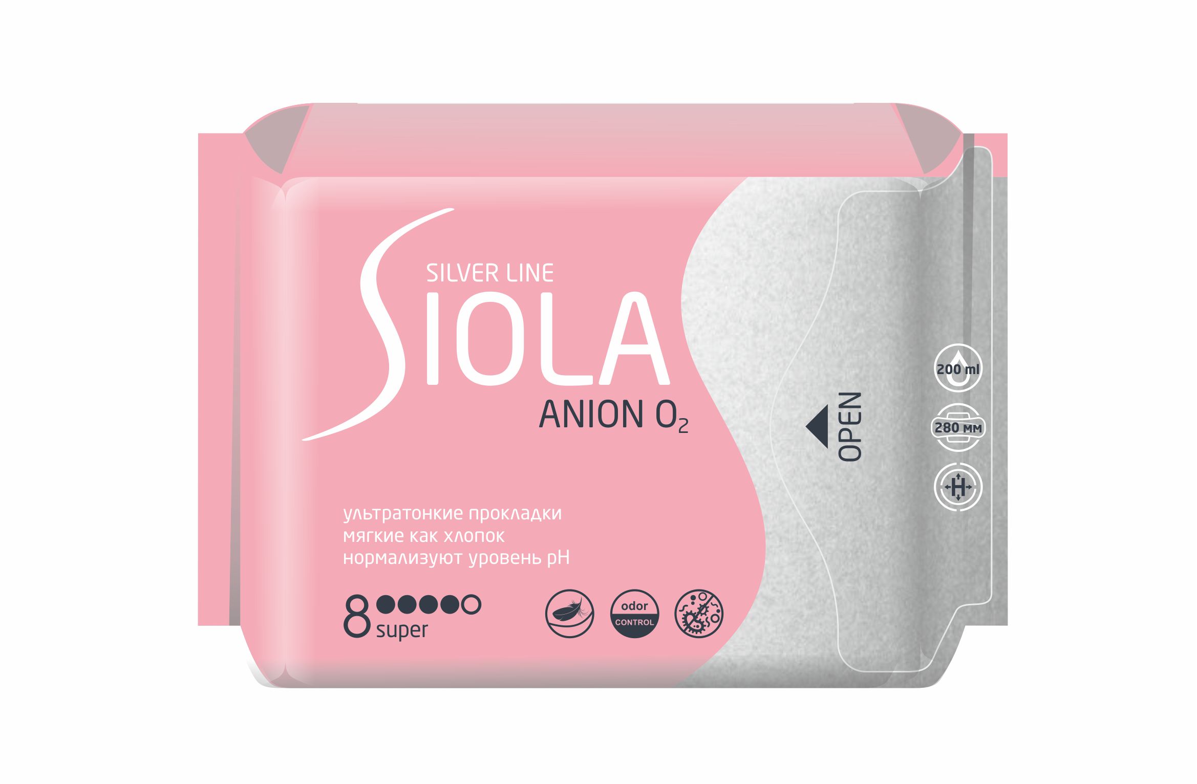 Гигиенические прокладки Siola Silver Line с анионным вкладышем super ...