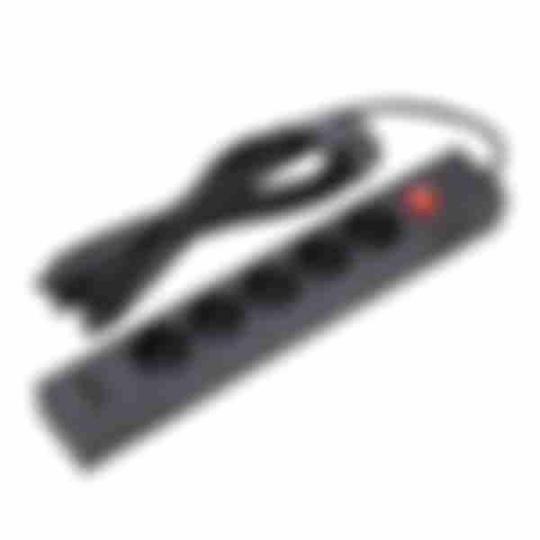Удлинитель с заземлением Duwi 5 гнезд с выключателем 2-USB порта, черный, 5м