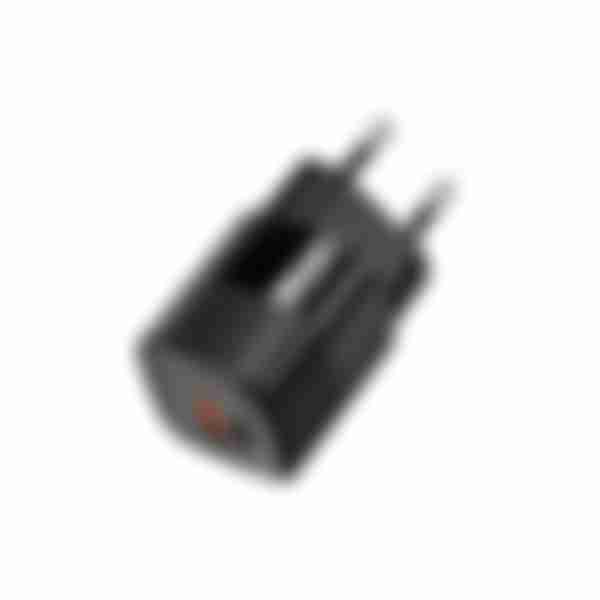 Сетевое зарядное устройство TFN Nano, USB и USB-C, 73x35мм, цвет: черный
