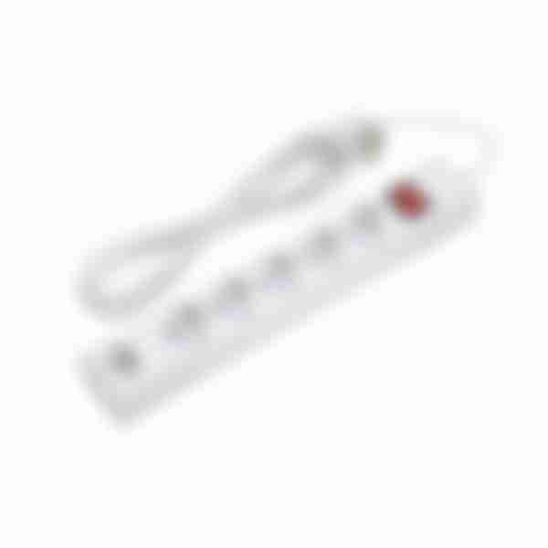 Сетевой фильтр Duwi, 5 гнезд, 2 USB-порта, с заземлением, 3м, цвет: белый