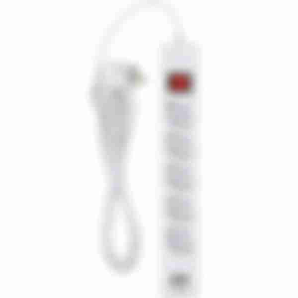 Сетевой фильтр Duwi, 5 гнезд, 2 USB-порта, с заземлением, 3м, цвет: белый