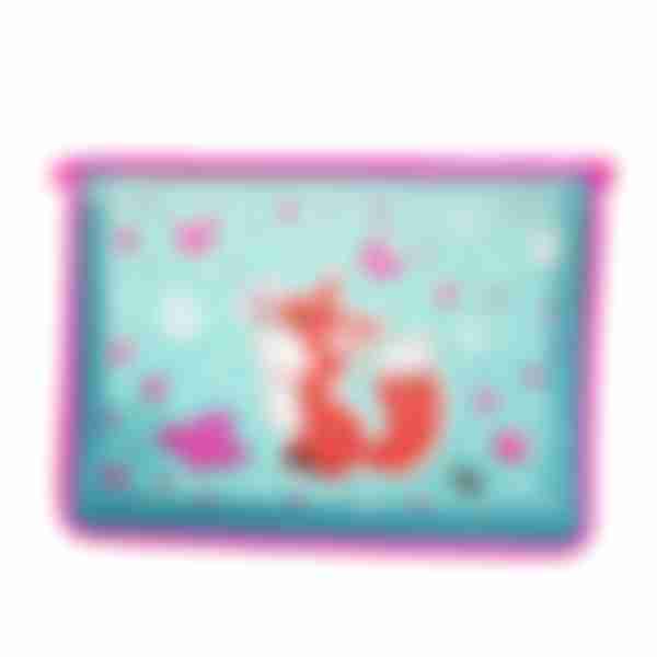 Папка А4 на молнии пластиковая Lovely Fox, бирюзовый, 34.6х24.9см