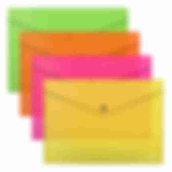 Папка-конверт B5 на кнопке пластиковая ErichKrause Glossy Neon, в ассортименте, 28х22.9см