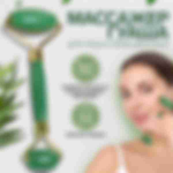Массажер-роллер для лица и зоны декольте Queen fain, двухсторонний, размер: 14,5х5 см, цвет: зеленый