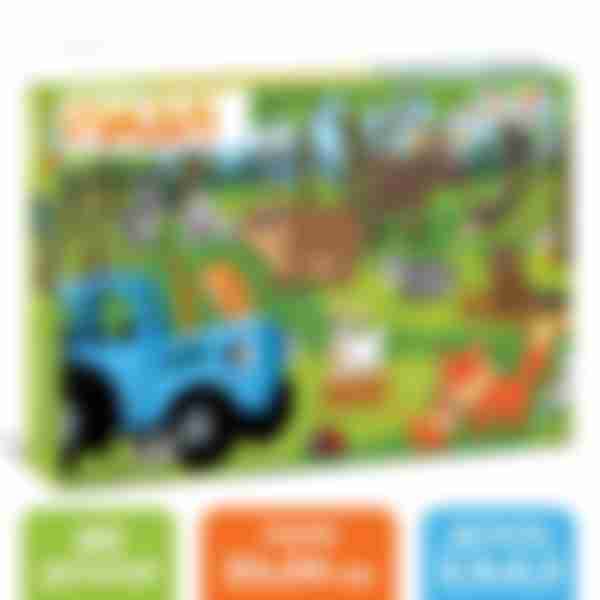 Пазл Puzzle Time Синий трактор В лесу, 60 деталей, размер детали: 3.5x3.3см, размер поля: 33x24см