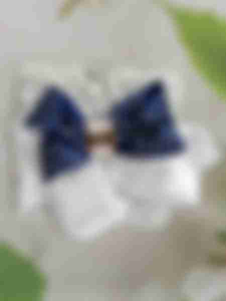 Бант на резинке Beautella School Is Cool, 11 см, бело-синий, 1 шт