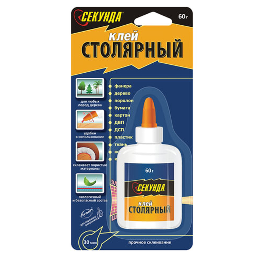 Клей Секунда Столярный, 60 мл - купить в интернет-магазине Novex